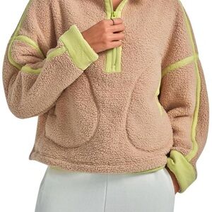 Cozy Beige and Green Teddy Jacket